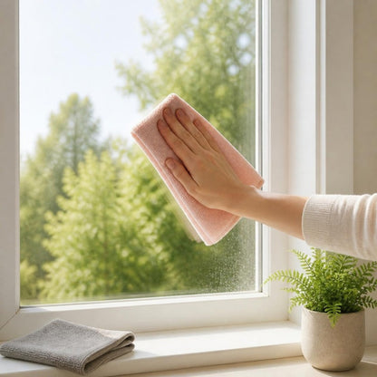 Mikrofiberduk på fönstret