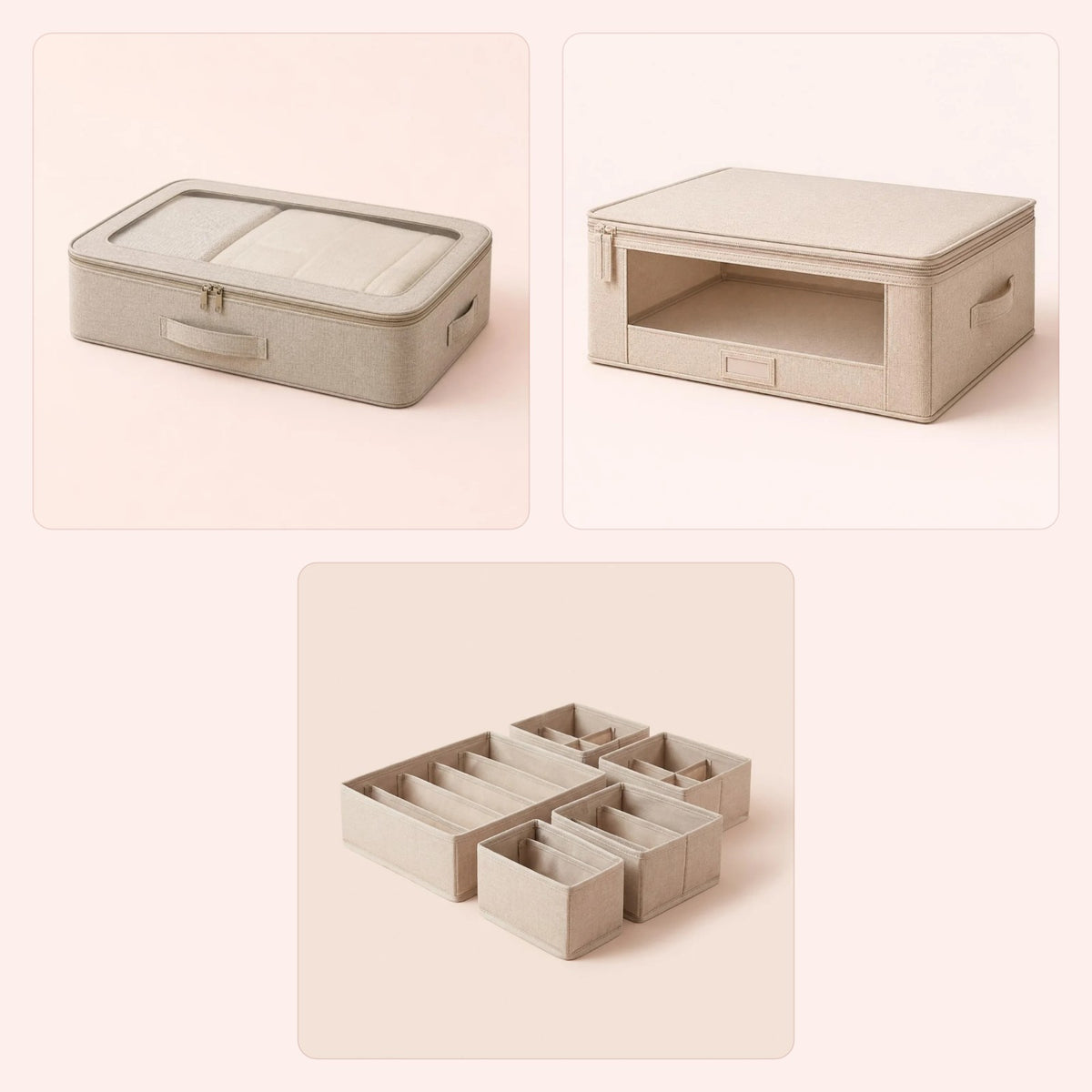 Paket: Plats under sängen – förvaringsväskor, sängklädesorganiserare och lådinsatser